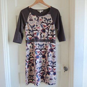 ModCloth Yumi Pink & Gray Floral Love to Lead Knit Dress S